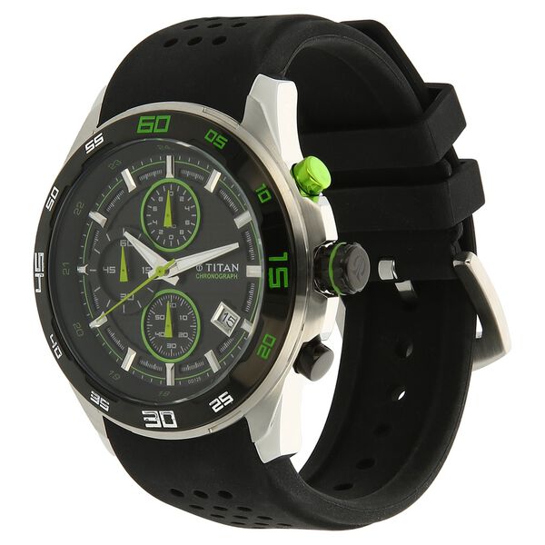 Titan Octane Black Dial Chrono Silicone Strap watch for Men - image number 1