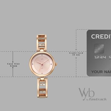 Vyb Seeker By Fastrack Quartz Analog Rose Gold Dial Rose Gold Metal Strap Watch For Girls