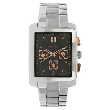 Titan Quartz Chronograph Black Dial Stainless Steel Strap Watch for Men