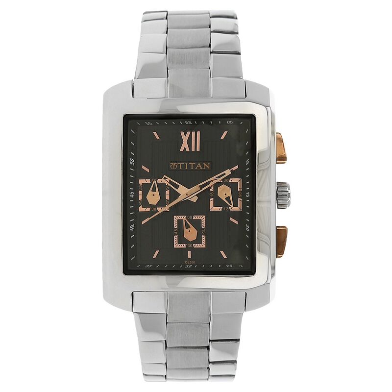 Titan Quartz Chronograph Black Dial Stainless Steel Strap Watch for Men - image number 0