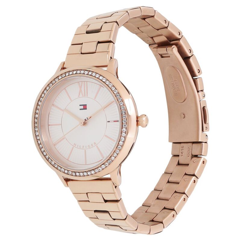 Tommy Hilfiger Carly White Dial Gold Steel Strap Watch for Women - 1781786