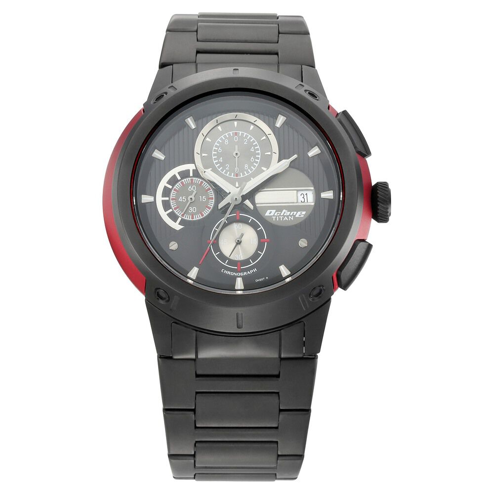 Buy Online Titan Quartz Chronograph Black Dial Stainless Steel