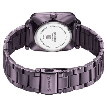 Sonata Wedding Edit Quartz Analog Purple Dial Stainless Steel Strap Watch For Women