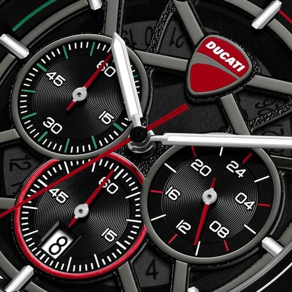 Ducati Quartz Chronograph Black Dial Black Silicone Strap Watch For Men - image number 3