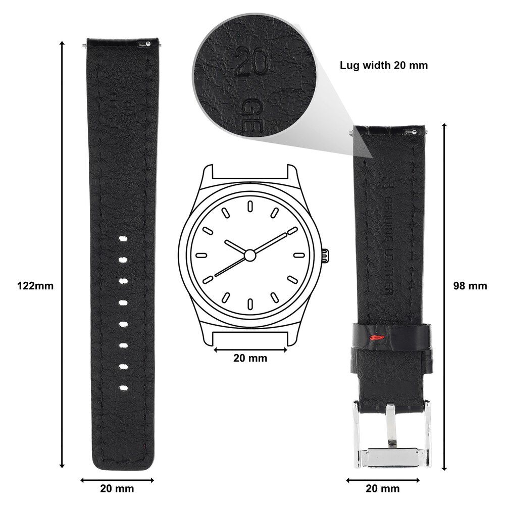 Buy Online 20 mm Black Genuine Leather Straps for Men 1001055020s p Titan