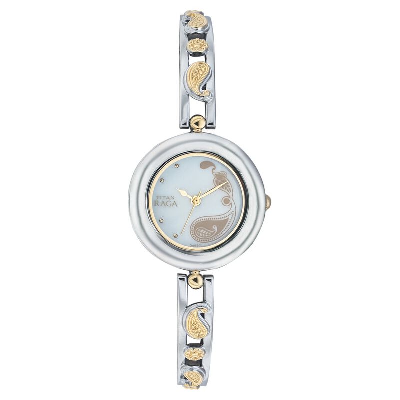 Titan Quartz Analog Mother Of Pearl Dial Watch for Women