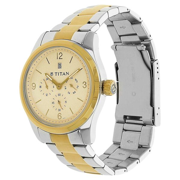 Titan Quartz Analog Champagne Dial Metal Strap Watch for Men - image number 1