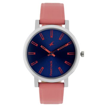Fastrack Quartz Analog Blue Dial Leather Strap Watch for Girls