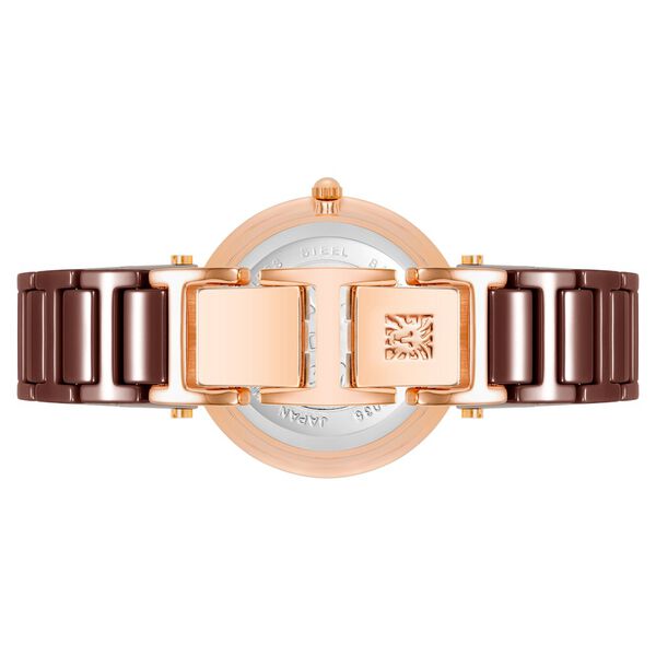 Anne Klein Quartz Analog Brown Dial Rose Gold Ceramic Strap Watch For Women - image number 2