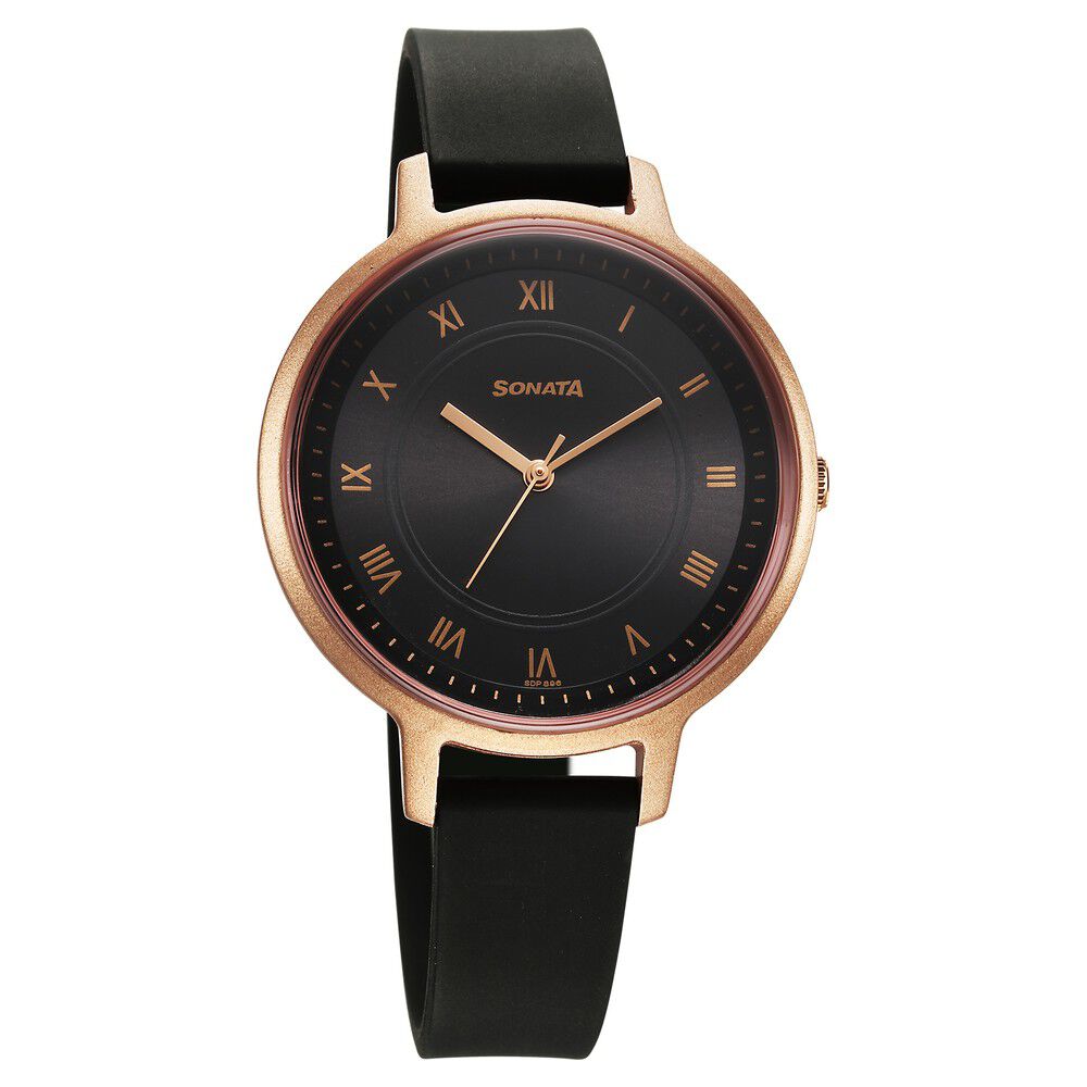 Buy Online Sonata Splash Quartz Analog Black Dial Plastic Strap Watch for Women 87049pp21w Titan