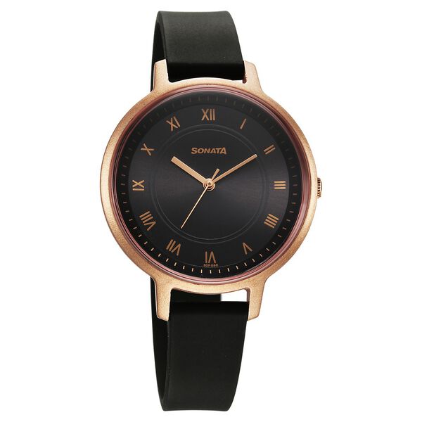 Sonata Splash Quartz Analog Black Dial Plastic Strap Watch for Women - image number 0