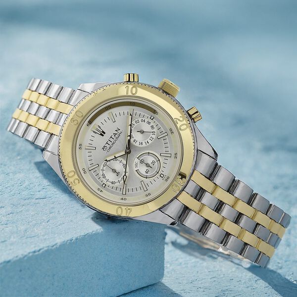 Titan Quartz Chronograph Silver Dial Stainless Steel Strap Watch for Men - image number 0