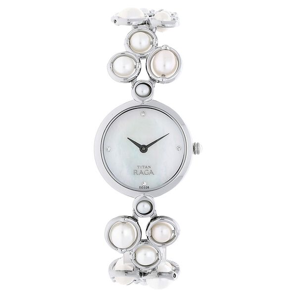 Titan Raga Mother of Pearl Dial Women Watch With Metal Strap - image number 0