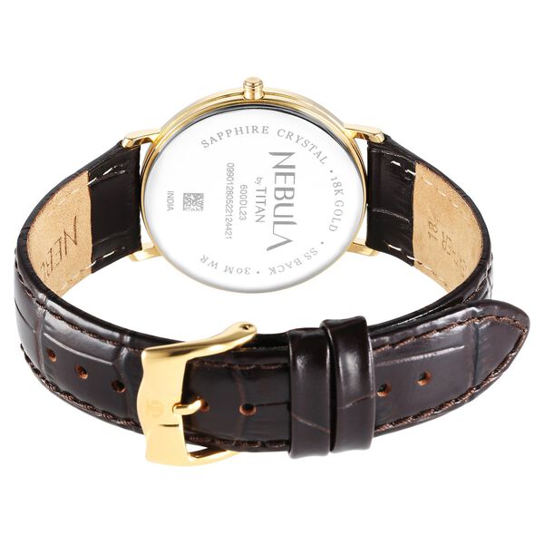 Titan Nebula Vintage 18k Gold Analog with Diamond Studded Indices Watch for Men - image number 4