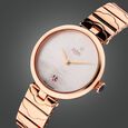 Xylys Swiss Analog Rose Gold Stainless Steel Strap Silver Dial Watch For Women