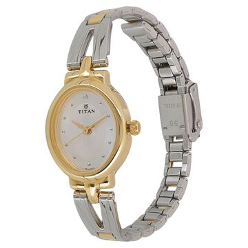 Titan Quartz Analog Silver Dial Two Toned Stainless Steel Strap Watch For Women