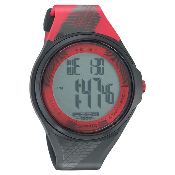 Sonata Digital Dial Black Plastic Strap Watch for Men - image number 0