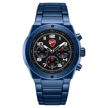 Ducati Quartz Chronograph Black Dial Blue Stainless Steel Strap Watch For Men