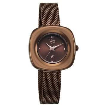 Vyb Runway By Fastrack Quartz Analog Brown Dial Metal Strap Watch For Girls