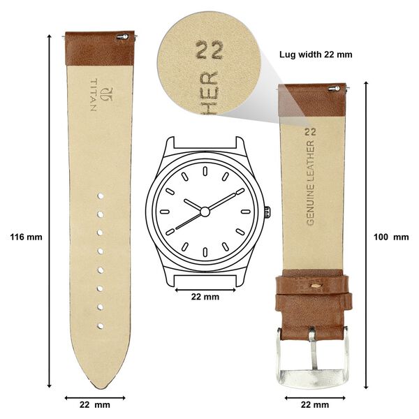 22 mm Tan Genuine Leather Strap for Men - image number 1