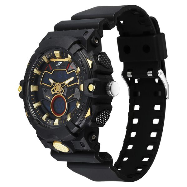 SF Analog Digital Black Dial PU Strap Watch For Men - image number 2