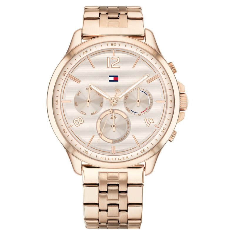 Tommy Hilfiger Quartz Multifunction Rose Gold Dial Stainless Steel Strap Watch for Women - image number 0