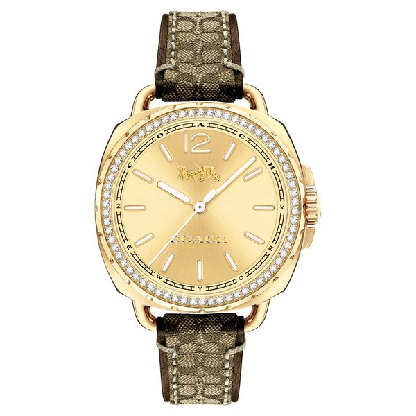 Coach Quartz Analog Golden Dial Leather Strap Watch for Women - image number 0