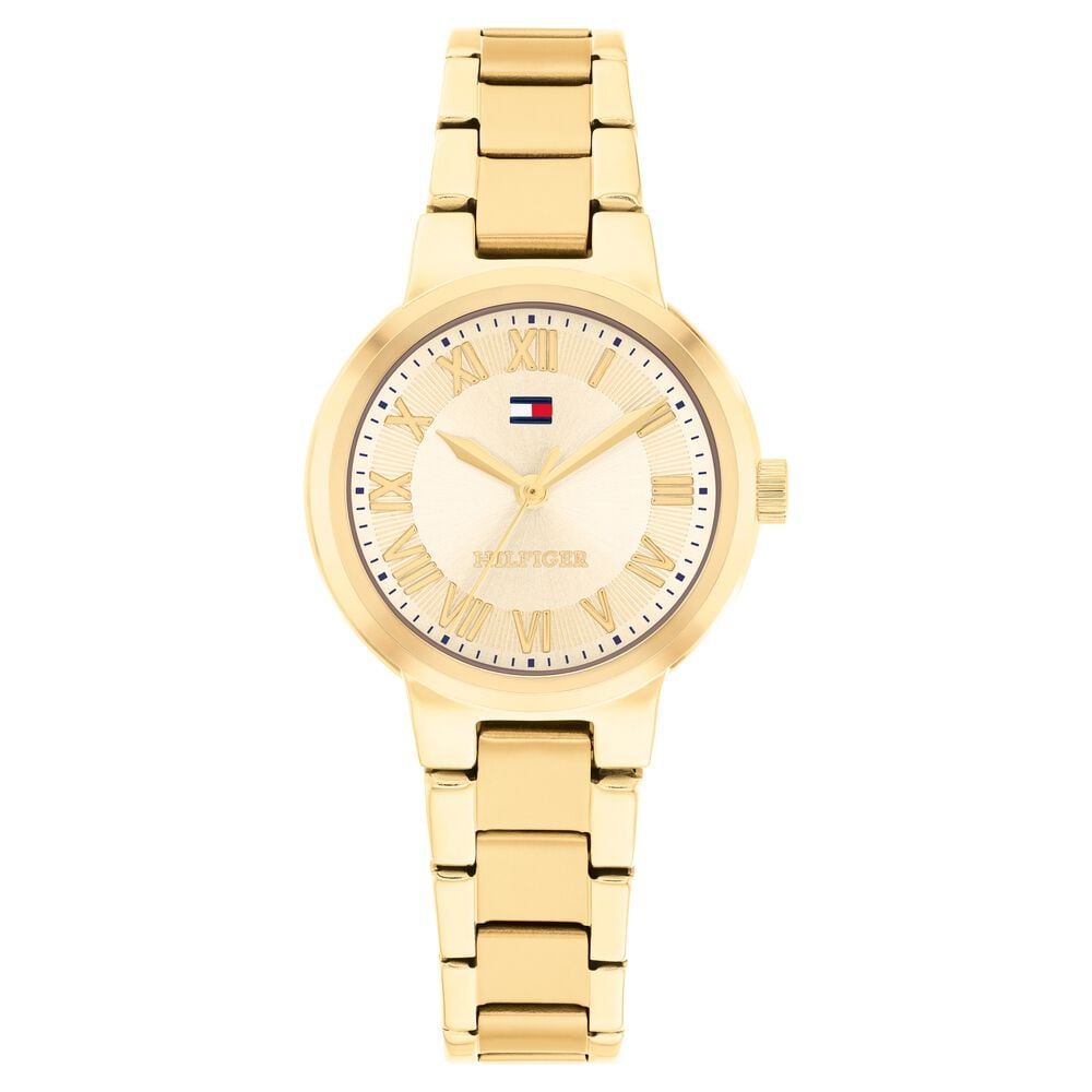 Tommy Hilfiger Quartz Analog Yellow Dial Golden Stainless Steel Strap Watch For Women-image-11