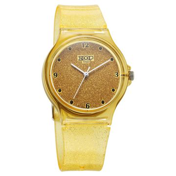 Zoop by Titan Glitter Quartz Analog Yellow Dial Polyurethane Strap Watch for Kids