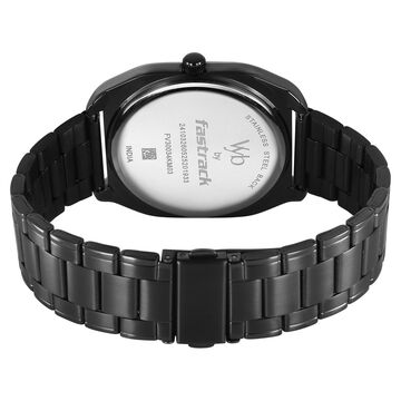 Vyb Aviator By Fastrack Quartz Analog Black Dial Two Toned Stainless Steel Strap Watch For Guys