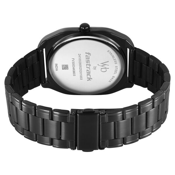 Vyb Aviator By Fastrack Quartz Analog Black Dial Two Toned Stainless Steel Strap Watch For Guys - image number 6