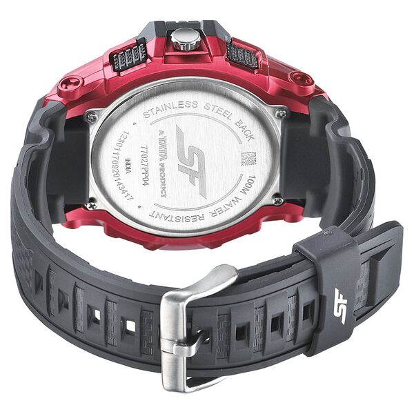 SF Quartz Analog Digital Black Dial PU Strap Watch for Men - image number 3
