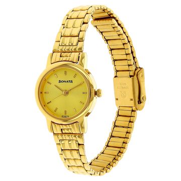 Sonata Quartz Analog Champagne Dial Stainless Steel Strap Watch for Women