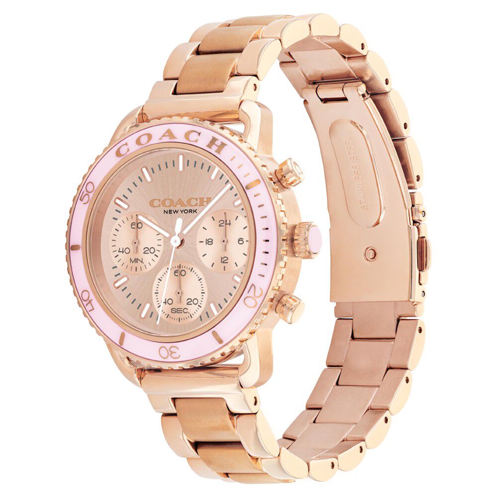 Buy Online Coach Quartz Chronograph Pink Dial Stainless Steel