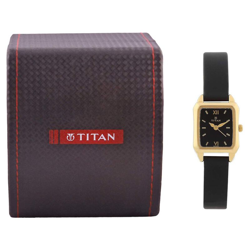 Titan Quartz Analog Black Dial Leather Strap Watch for Women - image number 4