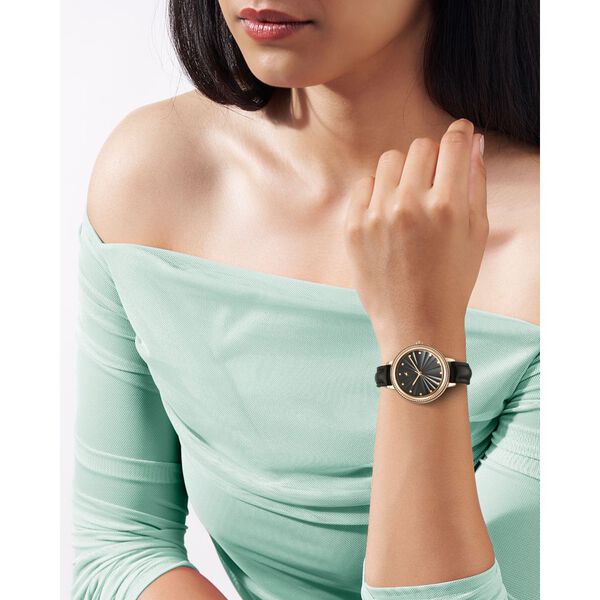 Fastrack Stunners X Quartz Analog Black Dial Leather Strap Watch For Girls - image number 5