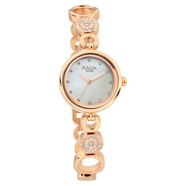 Titan Raga Mother of Pearl Dial Women Watch With Metal Strap - image number 0