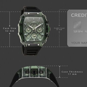 SF Maiden Voyage Sport Watch Green Dial And Black Strap Tonneau Shaped Case with Multifunction movement