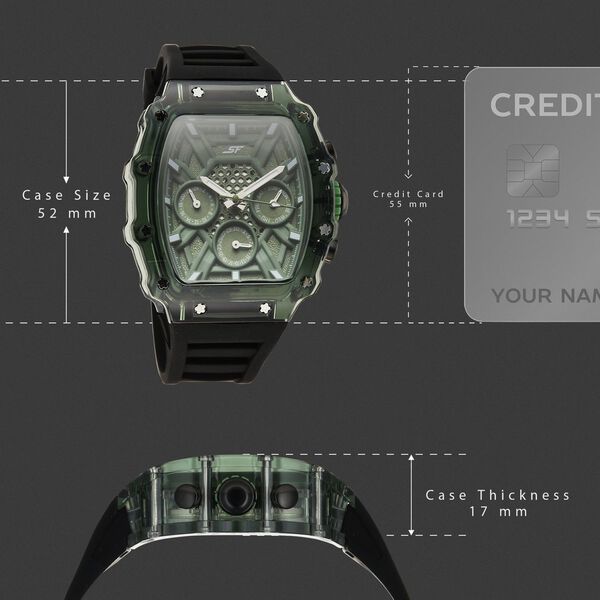 SF Maiden Voyage Sport Watch Green Dial And Black Strap Tonneau Shaped Case with Multifunction movement - image number 3