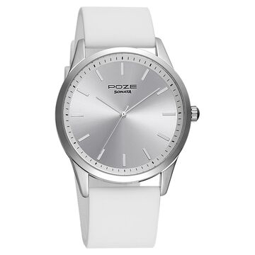 Poze by Sonata Quartz Analog Silver Dial Silicone Strap Watch for Men