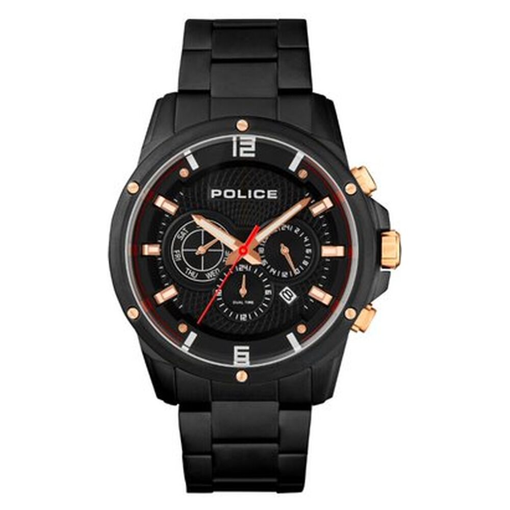 Police watch black hot sale metal strap
