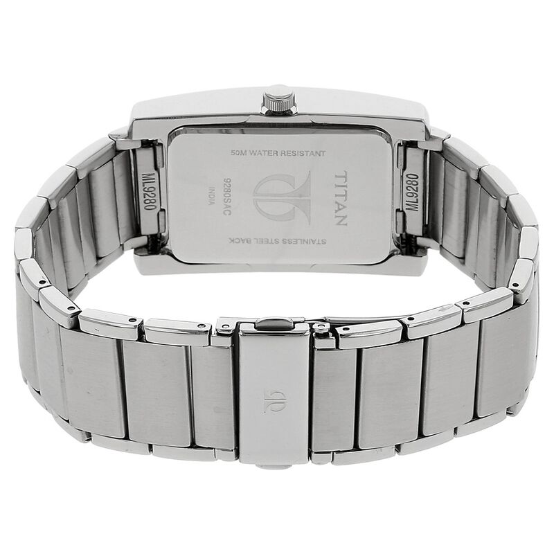 Titan Quartz Analog with Date Black Dial Stainless Steel Strap Watch for Men - image number 3