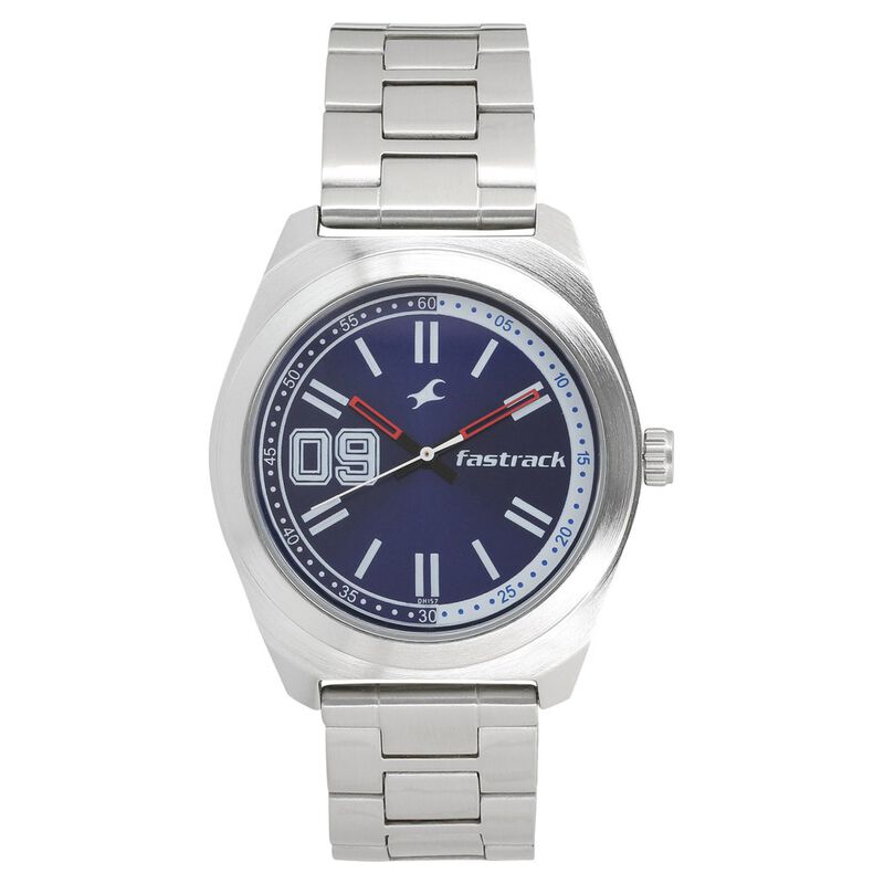 Fastrack Varsity Quartz Analog Blue Dial Stainless Steel Strap Watch for Guys