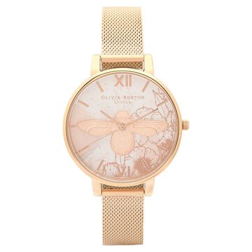 Olivia Burton Quartz Analog Pink Dial Stainless Steel Strap Watch for Women