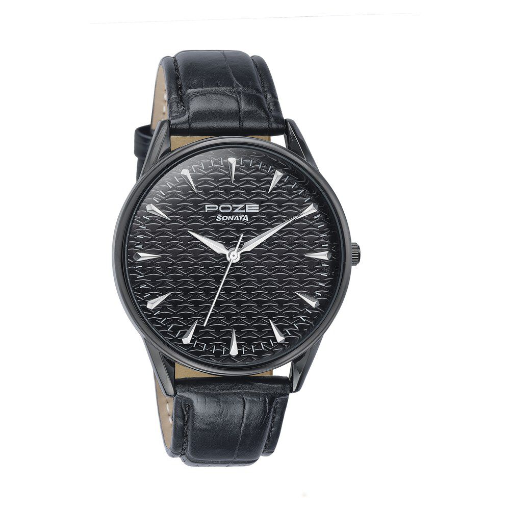 Buy Online Sonata Poze Quartz Analog Black Dial Black Color