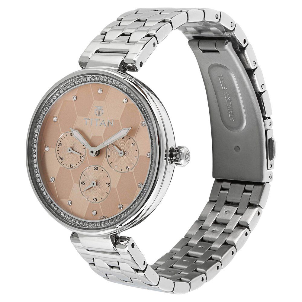 Buy Online Titan Whimsy Golden Dial Women Watch With Stainless