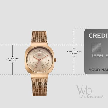 Fastrack Vyb Mirage Quartz Analog Rose Gold Dial Metal Strap Watch For Girls