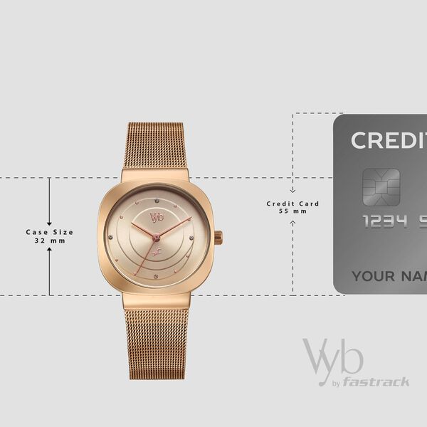 Fastrack Vyb Mirage Quartz Analog Rose Gold Dial Metal Strap Watch For Girls - image number 3