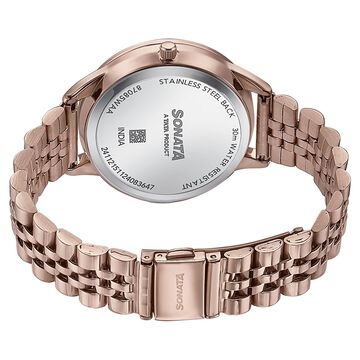 Sonata Wedding Edit Quartz Multifunction Pink Dial Stainless Steel Strap Watch For Women