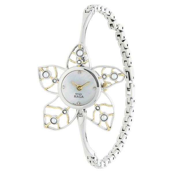 Titan Quartz Analog Mother of Pearl Dial Metal Strap Watch for Women - image number 1